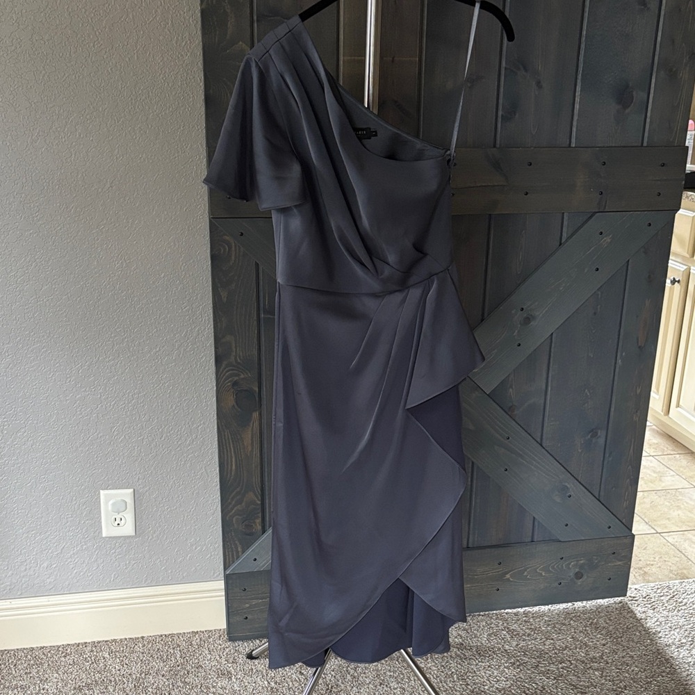 Ted Baker London One-Shoulder Charcoal Dress